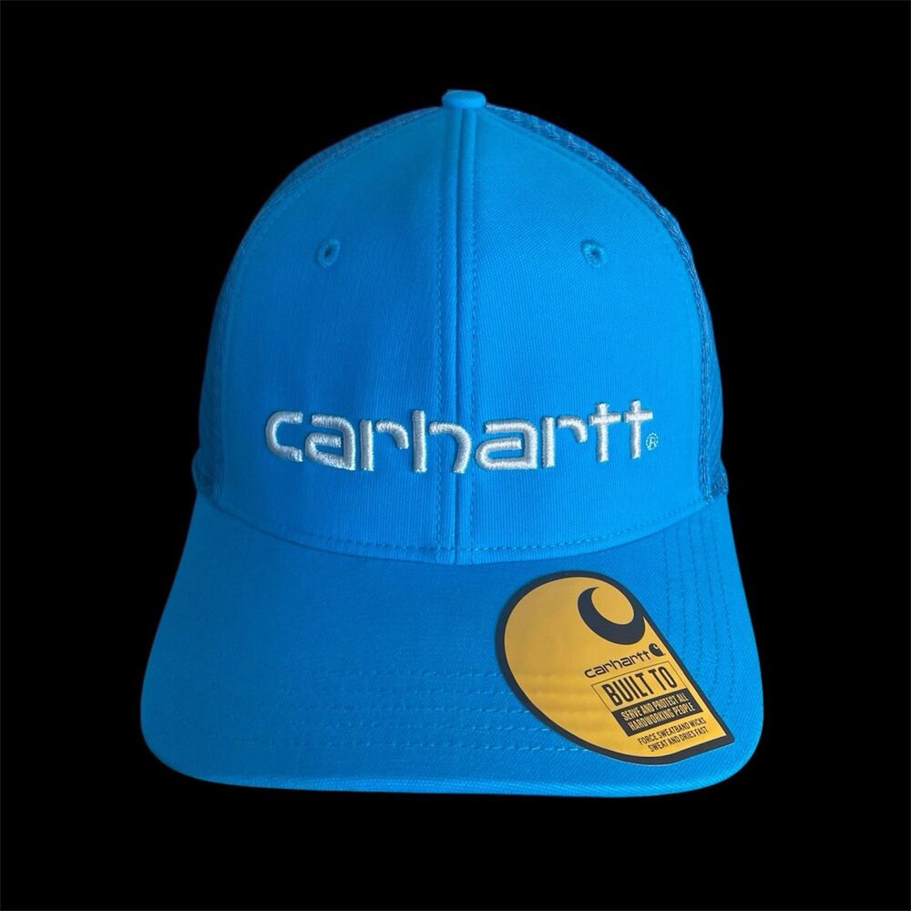 CARHARTT AH1195-M Duck Canvas TRUCKERS Mesh Back Hat Cap. OSFA snap.  Blue NWT